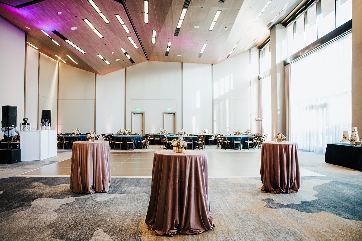 The Magnolia Ballroom at the Kimpton Sawyer Hotel set for an evening event